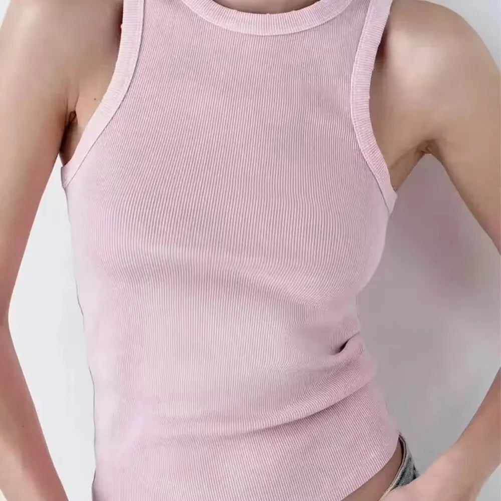 Tanktop Round Neck - Pink, Grey and Black