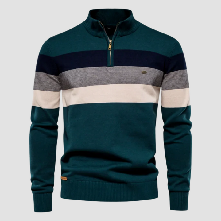 Ryan - Striped Zip Neck Jumper