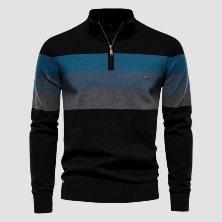 Ryan - Striped Zip Neck Jumper