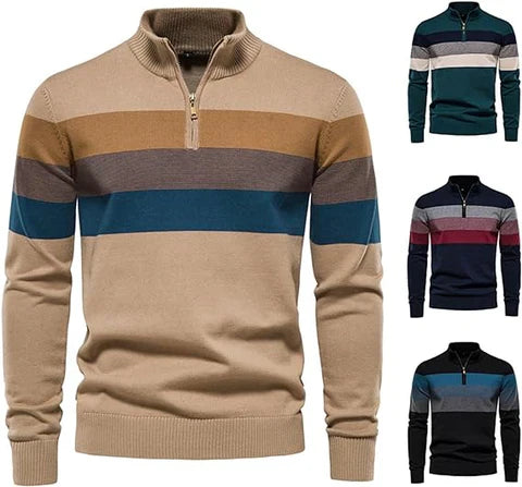 Ryan - Striped Zip Neck Jumper